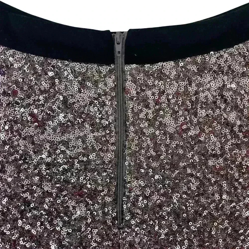 Topshop Silver Sequin Flare Mini Skater Skirt, US 6 Party, New Year’s Glitter - Picture 10 of 16